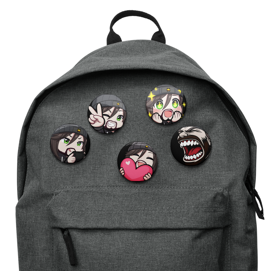 RetroSaieno Emote Pin Buttons #1 (Set of 5)